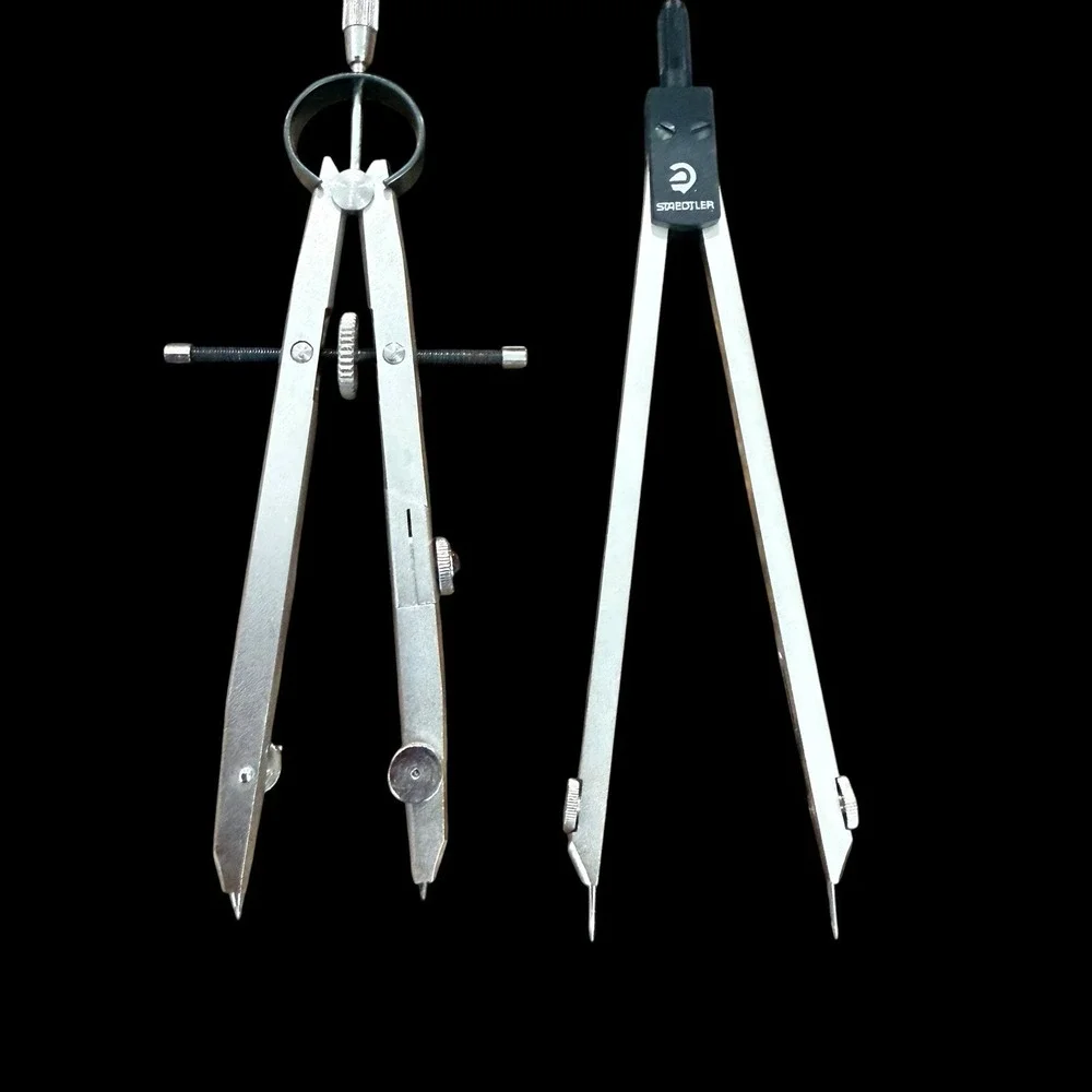 Vintage Lot Of 2 Staedtler Mars Drafting Compass Tools 551 40 Germany EUC